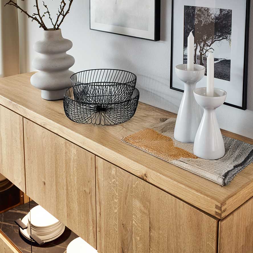 WM2520 Highboard Akzent in Wildeiche obere Platte