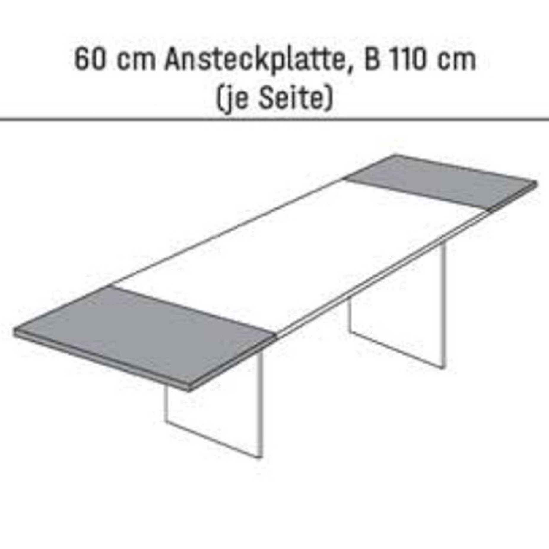 Ansteckplatte in 60 cm je Seite Ansteckplatte in 60 cm je Seite für eine Tischbreite 110 cm.