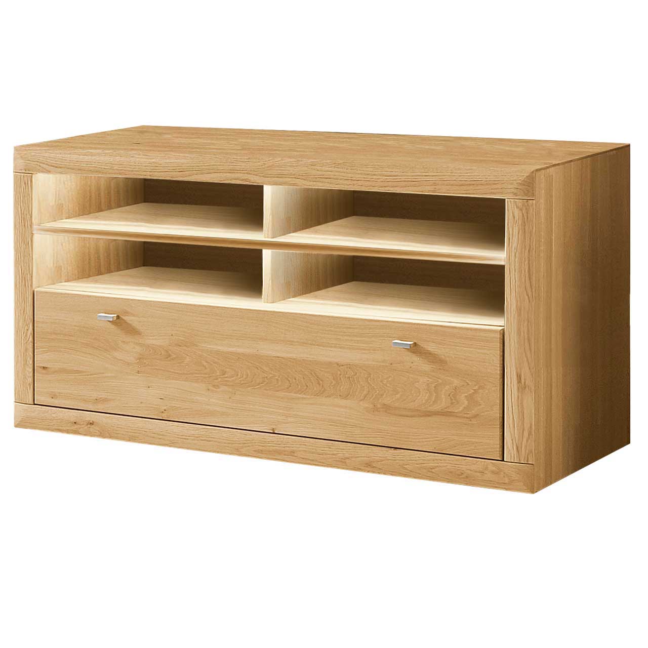 WM-aurum-tv-unterteil-1252 Wöstmann Aurum - TV-Unterteil 125, in Wildeiche und vier offenen Fächern.