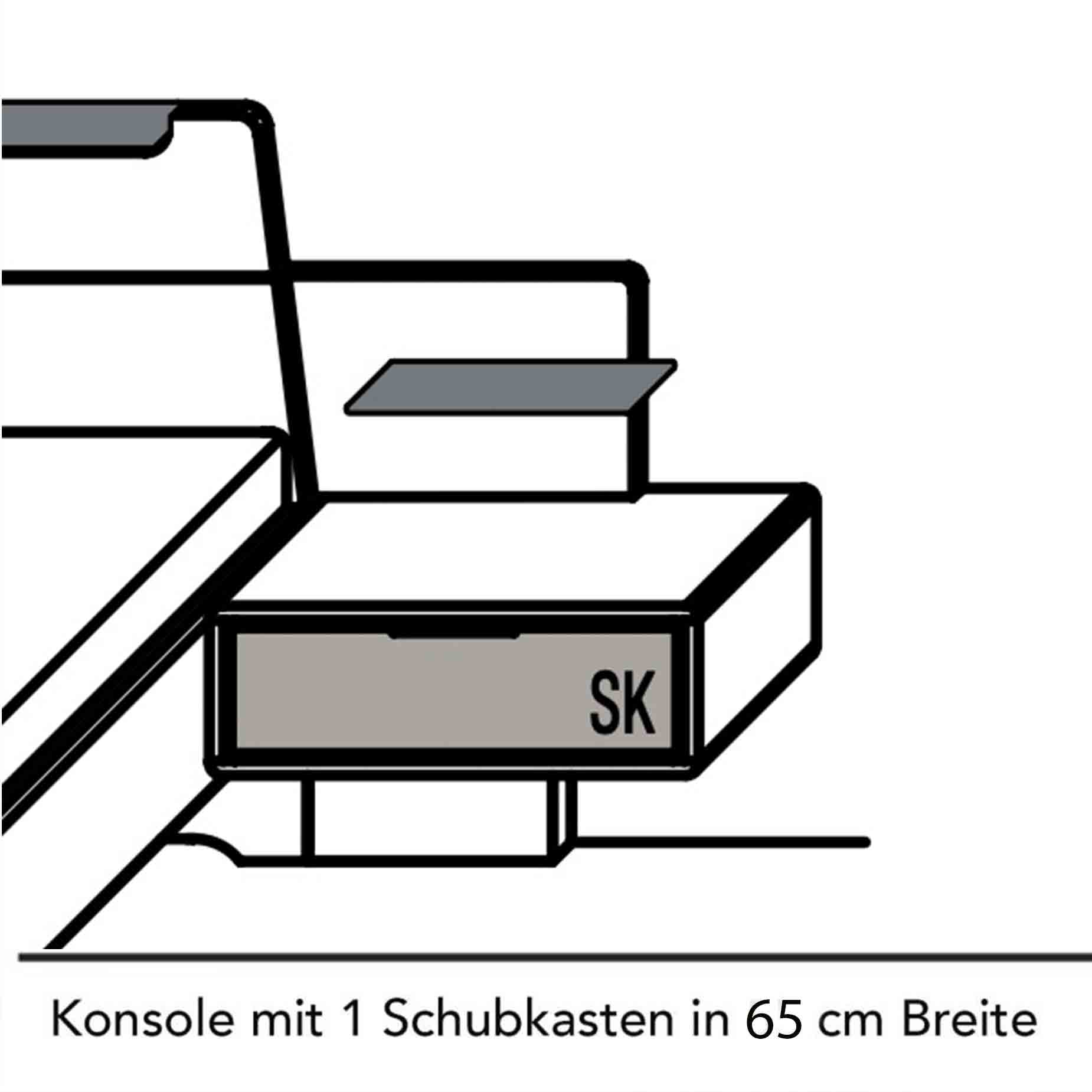 WSM 7100 Konsole in 65 cm Breite mit 1 Schubkasten