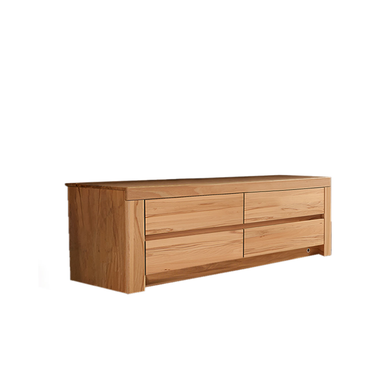 Soleo-3000-Medienschrank-1355-frei-kernbuche Medienschrank in massiver Kernbuche Type 1355 mit vier Schubkästen oder optional mit 3 Schubkästen und einer Klappe.