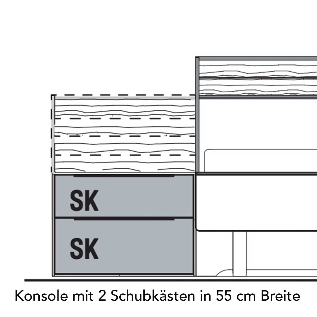 WSM 4300 Konsolenpaar je 2 Schubkästen 55,0 cm 