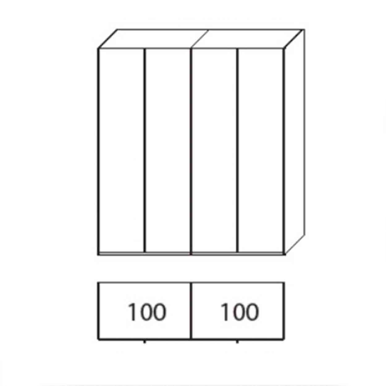 WSL 8800 Kleiderschrank 4-türig mit Lacktür