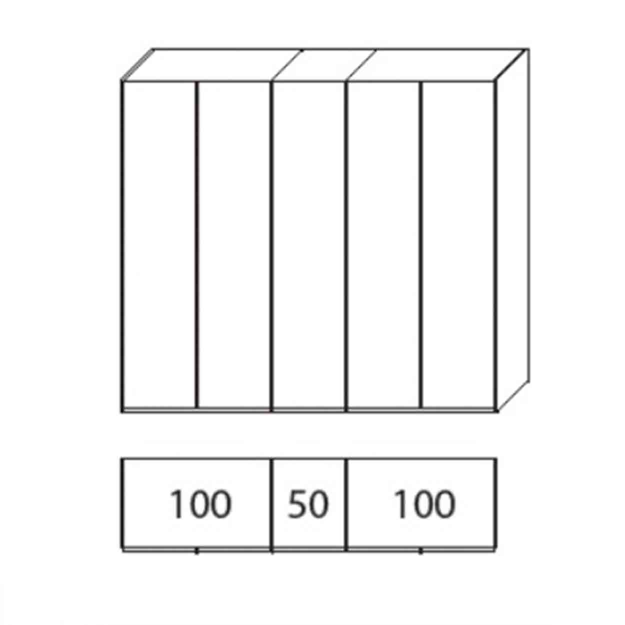 WSL 8800 Kleiderschrank 5-türig mit Lacktür