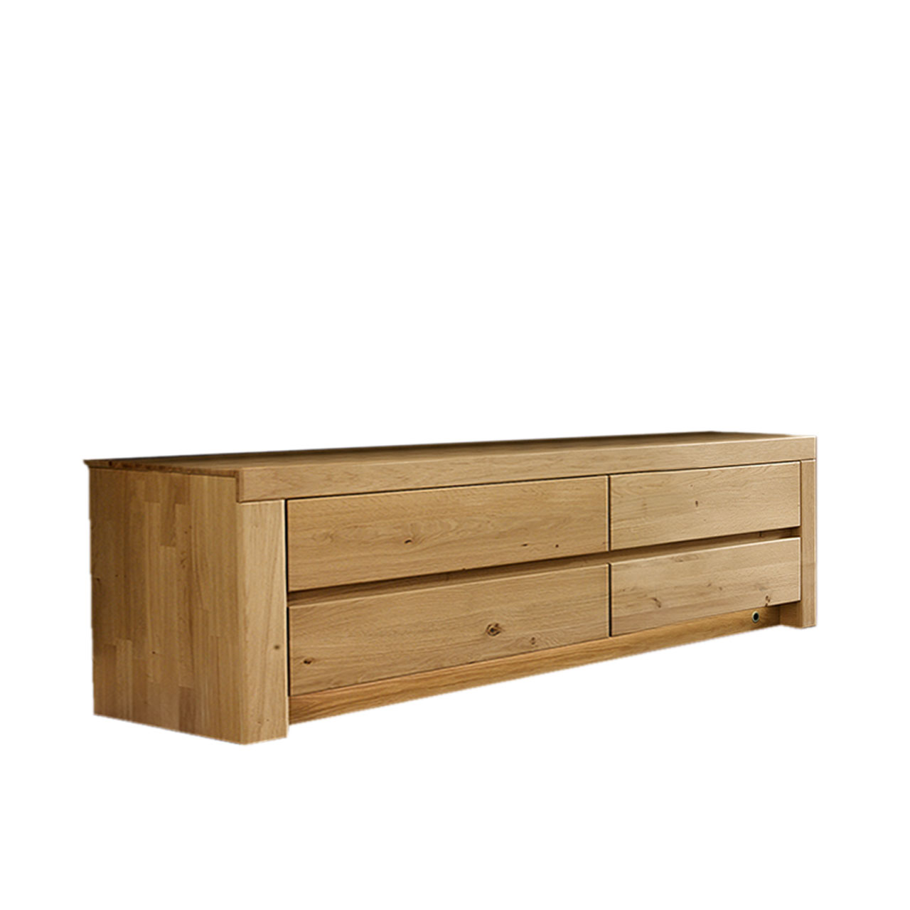 Soleo-3000-Medienschrank-1755-frei-wildeiche Medienschrank in massiver Wildeiche Type 1755 mit vier Schubkästen oder optional mit 3 Schubkästen und einer Klappe.