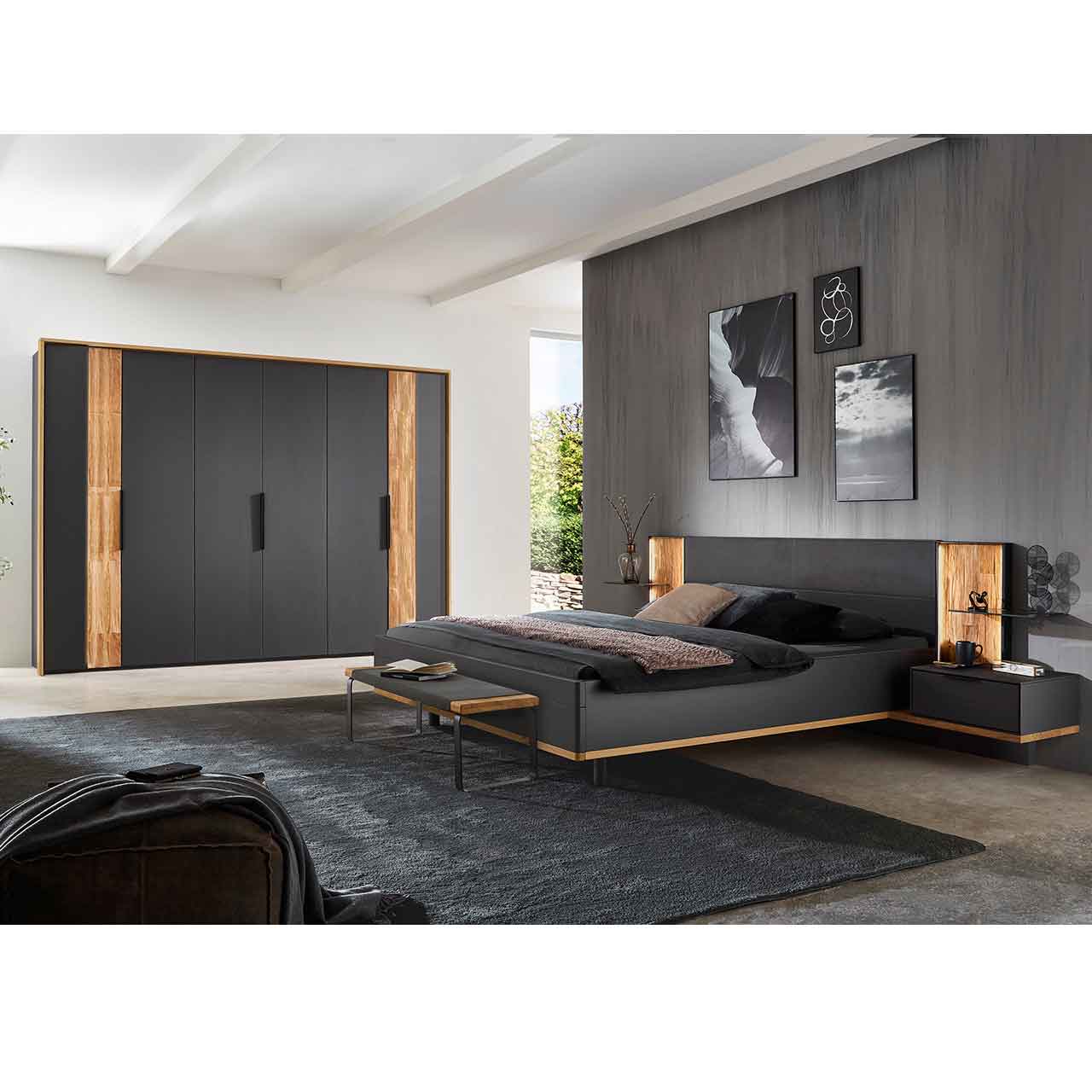 Wöstmann WSL 8800 - Schlafzimmer inkl. Kleiderschrank mit Spaltholztür bündig