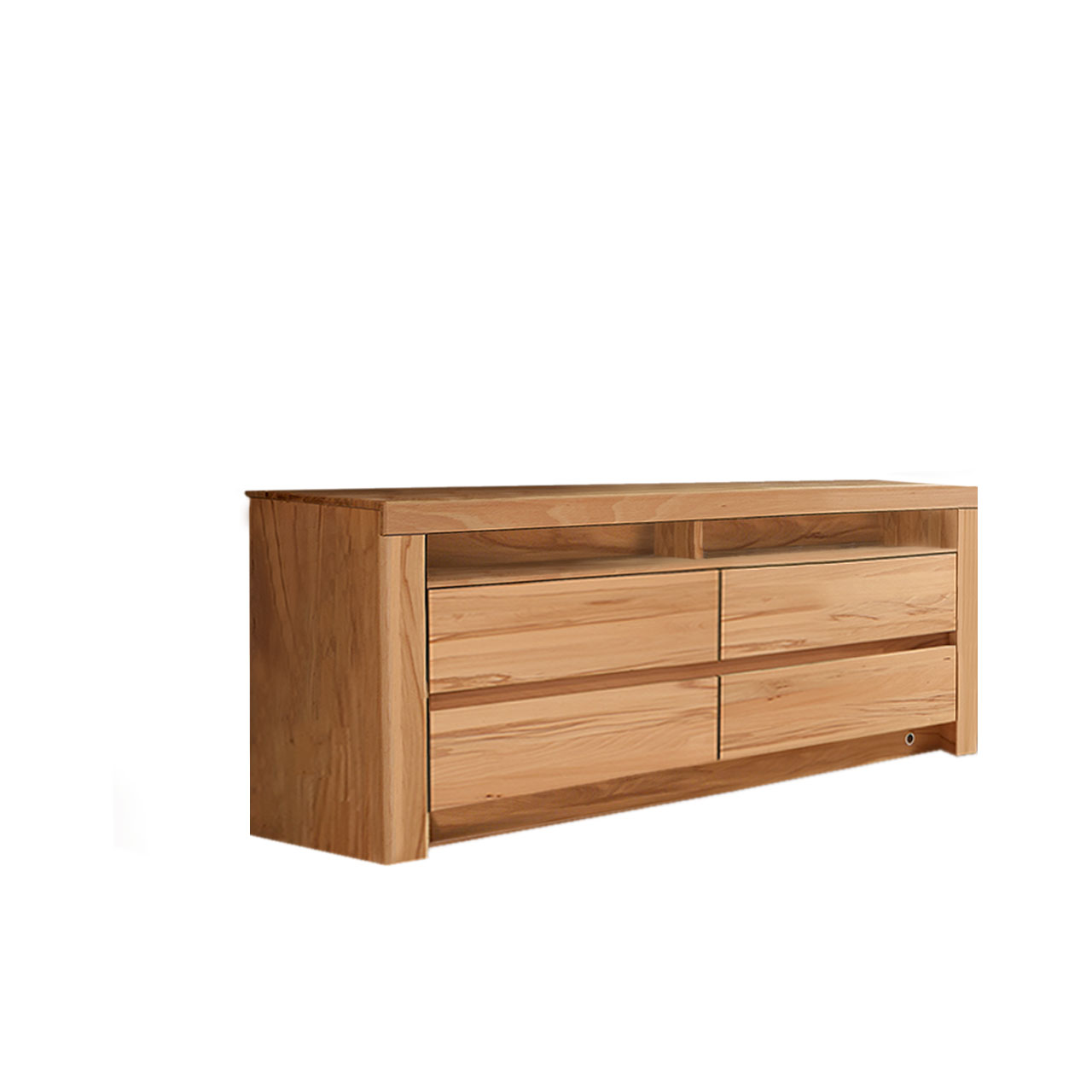 Soleo-3000-Medienschrank-1751-frei-Kernbuche Medienschrank in massiver Kernbuche Type 1751 mit vier Schubkästen oder optional mit 3 Schubkästen und einer Klappe.