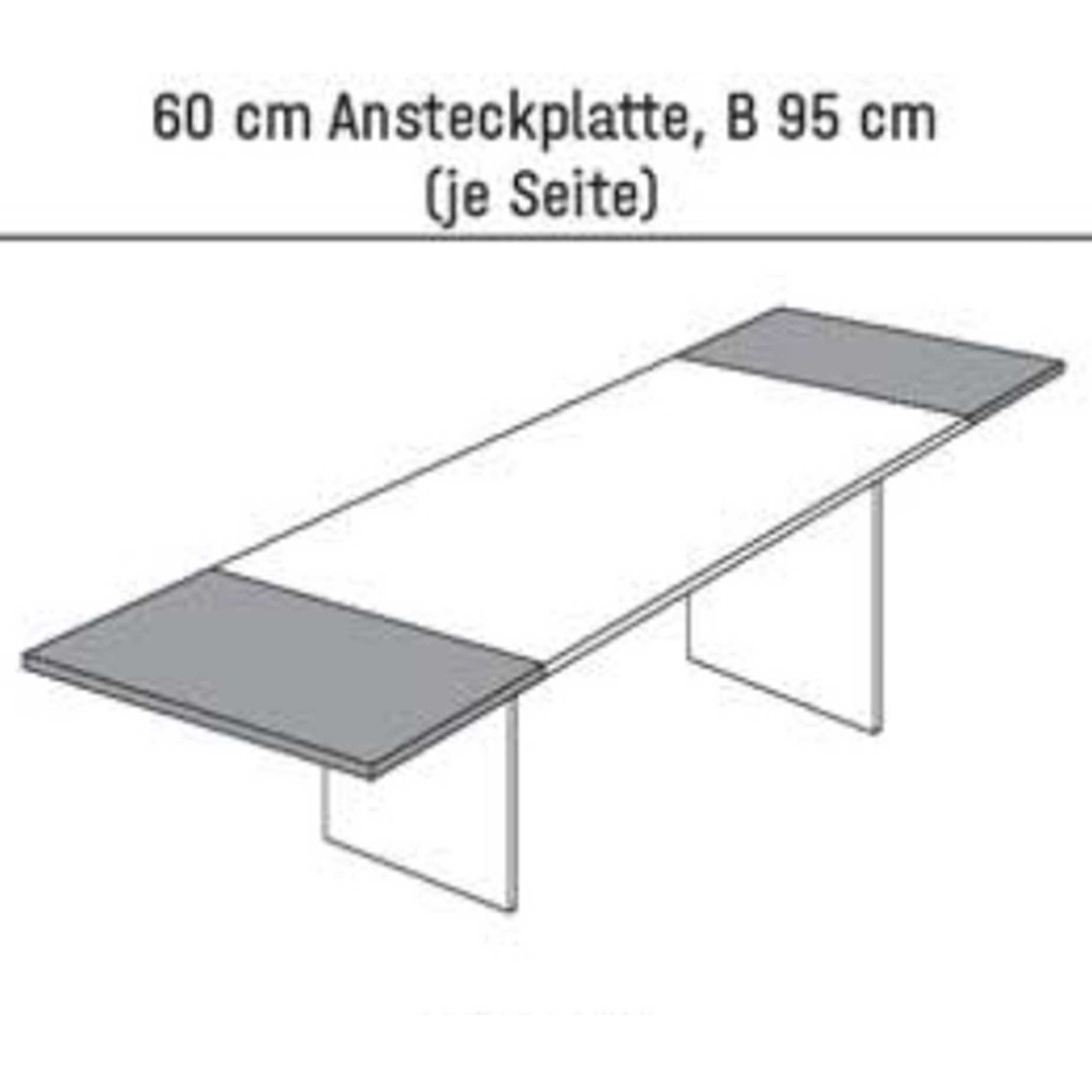 Ansteckplatte in 60 cm je Seite Ansteckplatte in 60 cm je Seite für eine Tischbreite 95 cm.