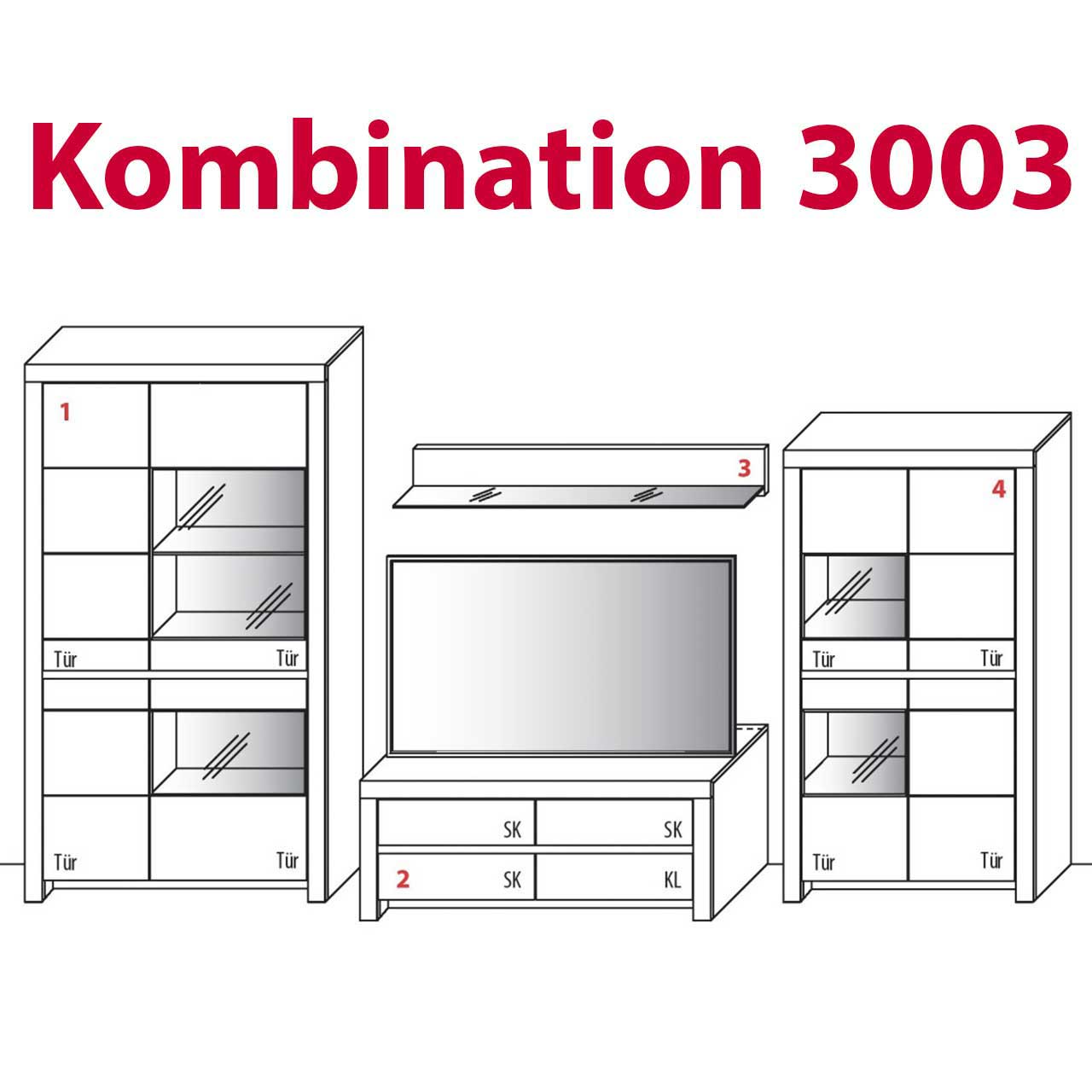SOLEO3000 - Wohnwand Kernbuche Type 3003 & 3103