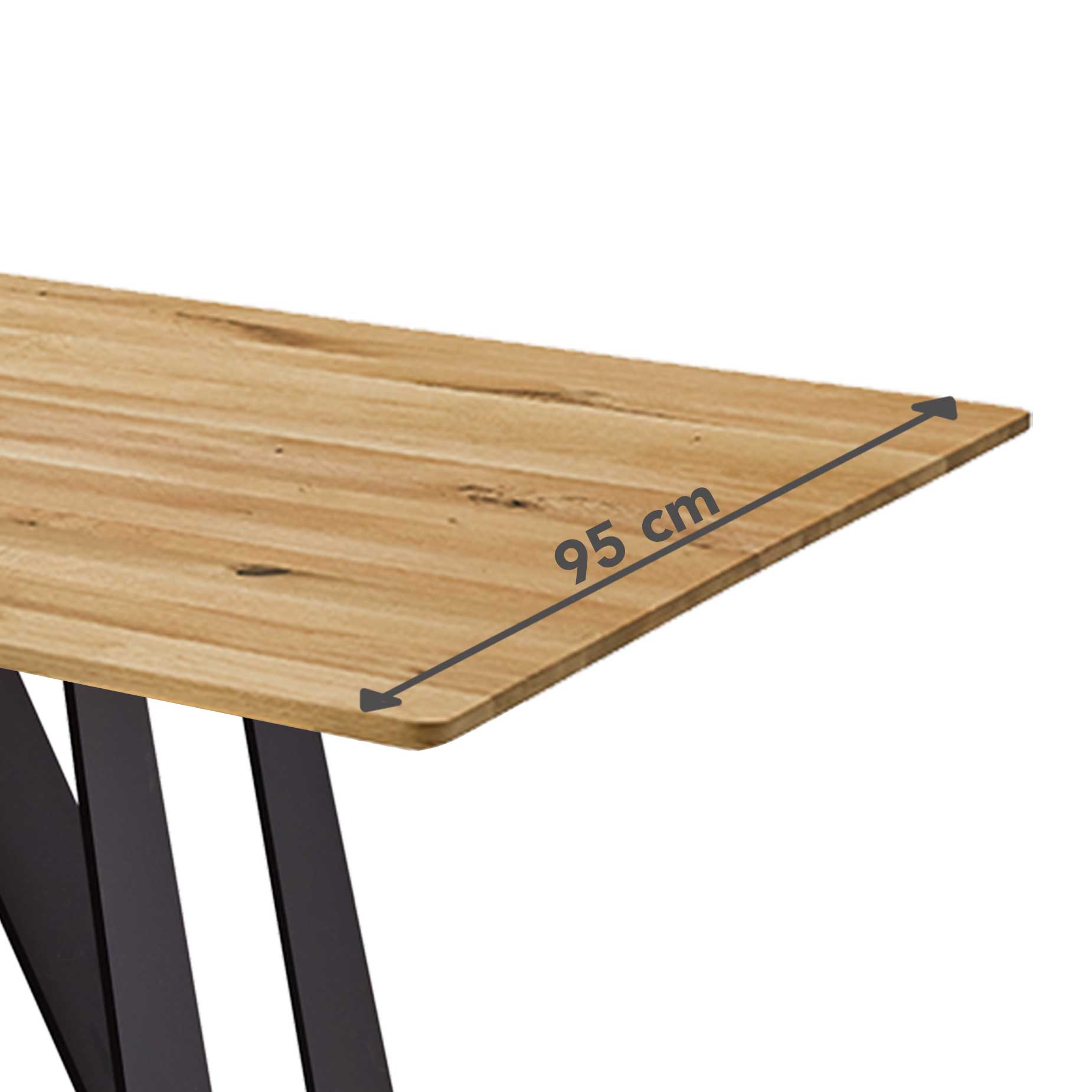 Esstisch 550 am Bild mit einem Breitenmaß von 95 cm.