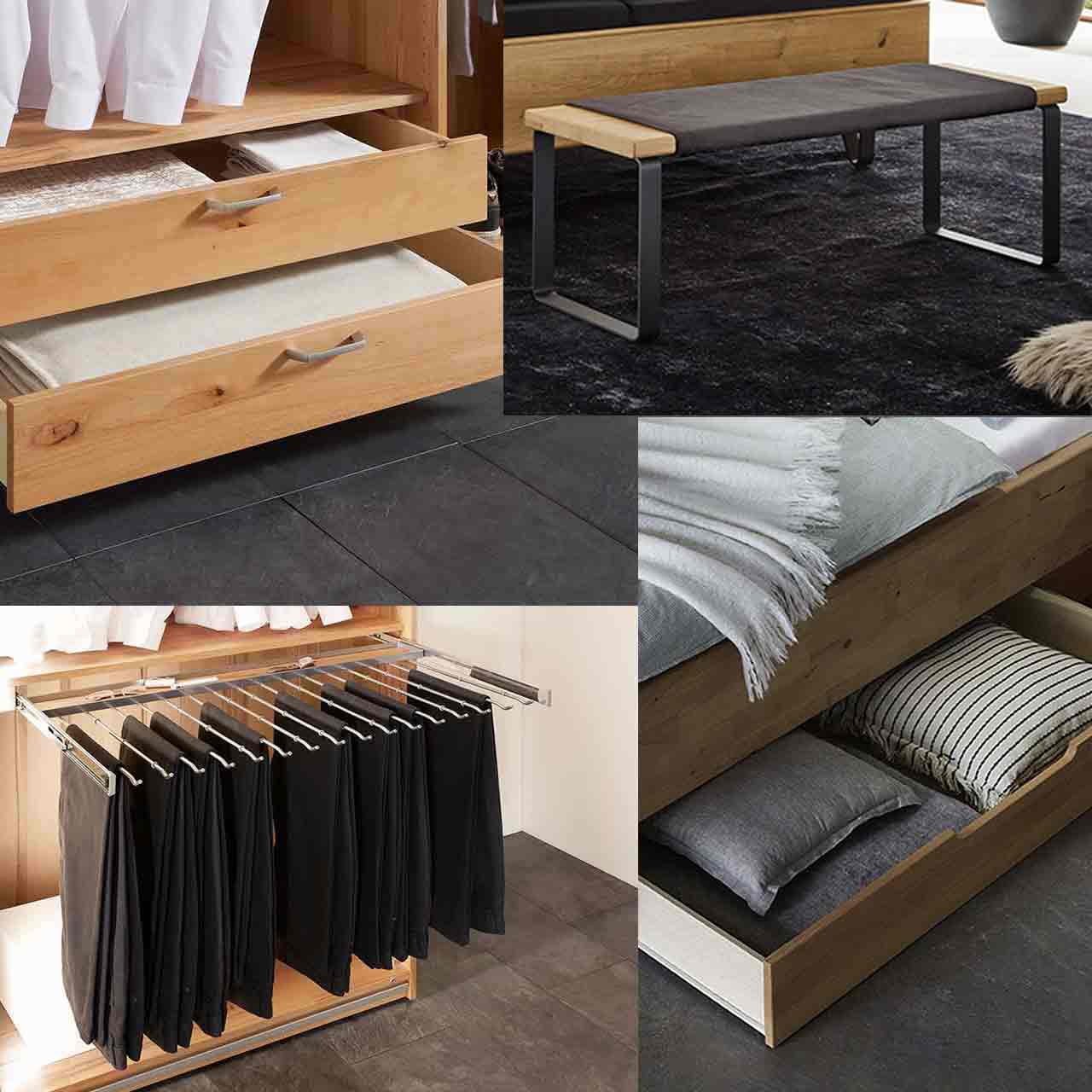 Beimöbel und Innenausstattung WSM 5100 Machen Sie Ihr Schlafzimmer vollständig, dank unseres Konfigurator, können Sie Beimöbel und Innenausstattung für den Kleiderschrank ergänzen.