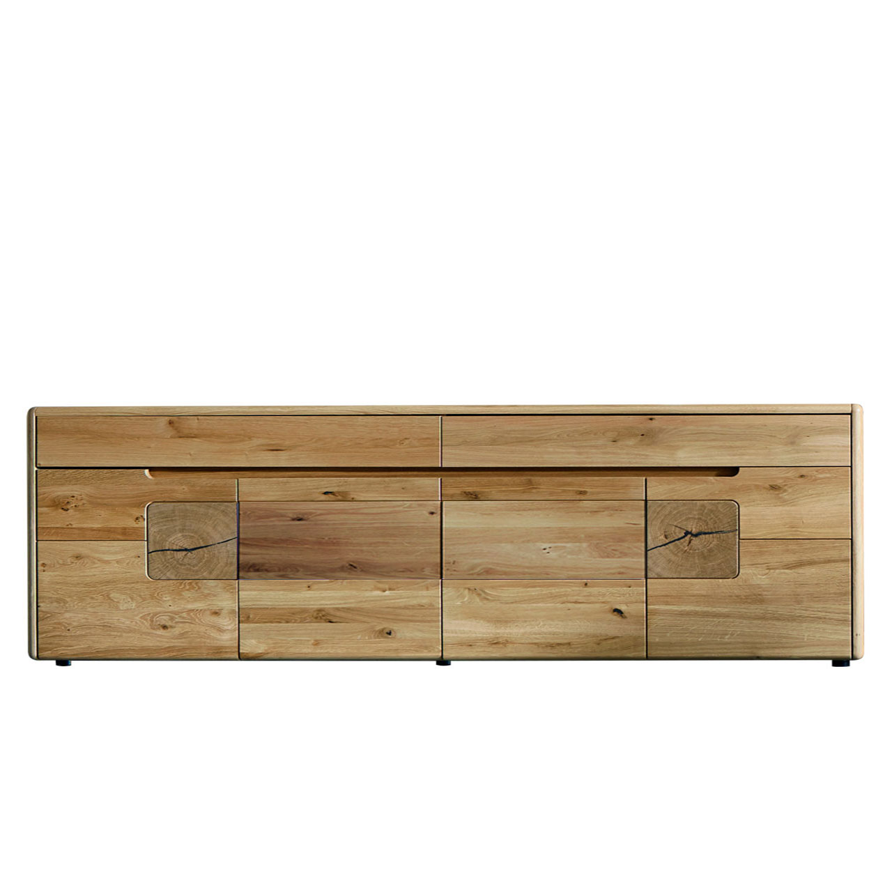 WM-solento-sideboard-type-2250-3 SOLENTO - Sideboard Type 2250, mit Hirnholz, Wildeiche Akzent ausgestattet mit vier Türen und zwei Schubkästen.