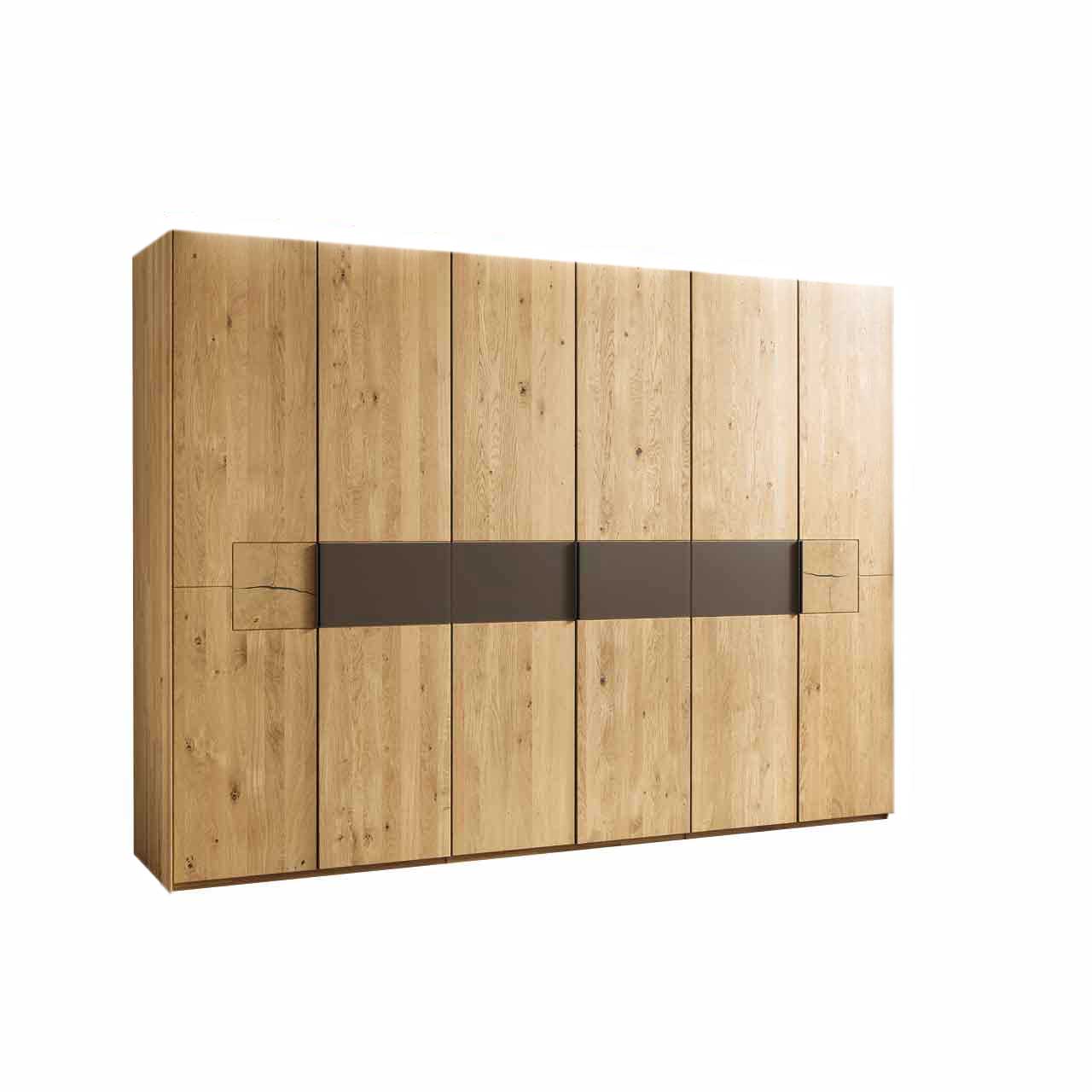 WSM1600_Schrank_6_tuerig 6-türiger Kleiderschrank, gezeigt mit Hirnholz und Lack Mocca Akzent.