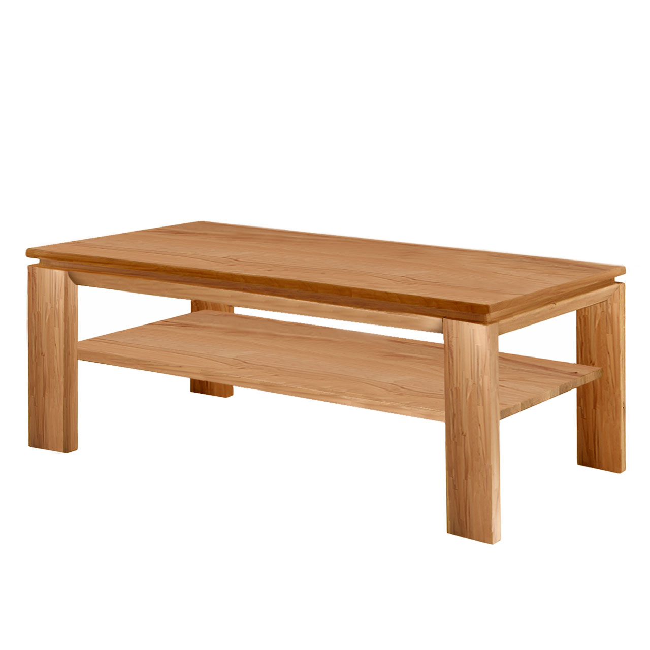 Soleo 3000 Couchtisch Type 9507 KERNBUCHE SOLEO 3000 Holz Couchtisch rechteckig mit einer Holzablage unter der oberen Ablage, in Kernbuche.