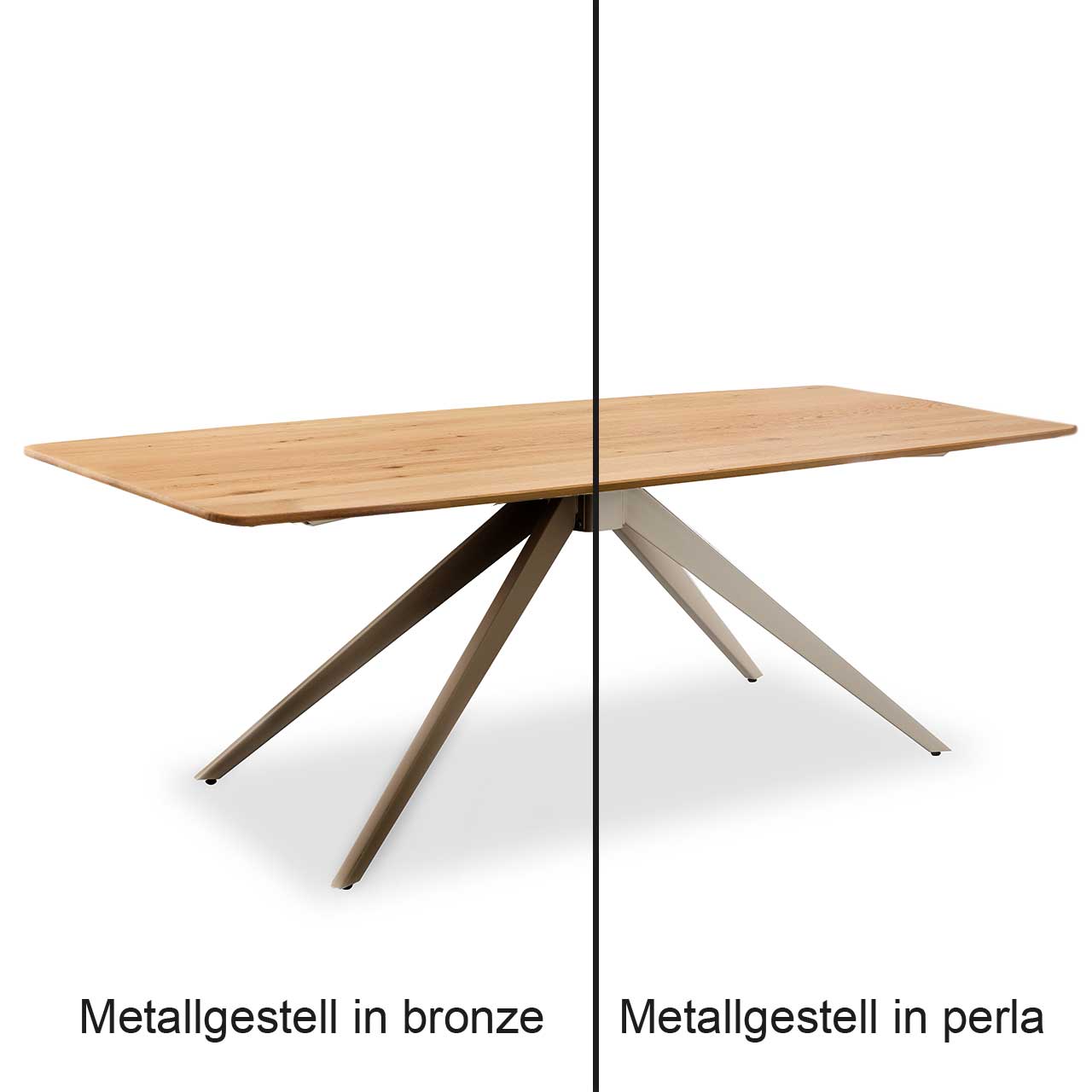 WM 2610 - Esstisch 473 Metallgestell in bronze und perla erhältlich.
