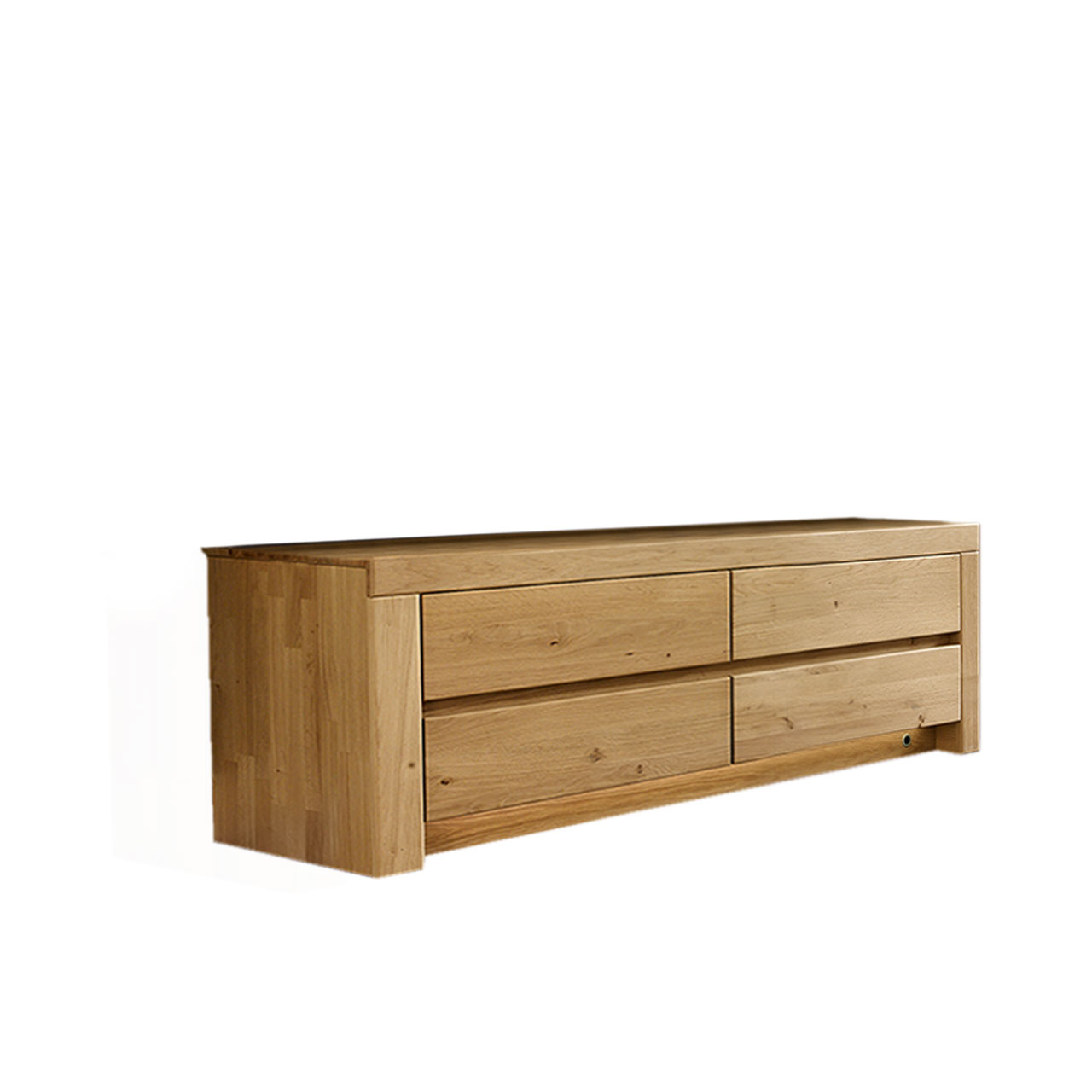 Soleo-3000-Medienschrank-1355-frei-wildeiche Medienschrank in massiver Wildeiche Type 1355 mit vier Schubkästen oder optional mit 3 Schubkästen und einer Klappe.